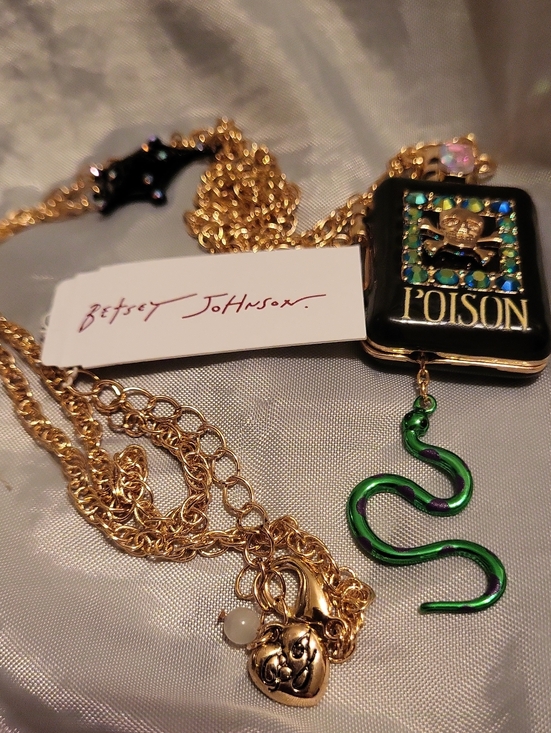 Betsey Johnson Jewelry - Betsey Johnson Gold-Tone 'Poison' Locket Pendant Necklace with Green Snake HL